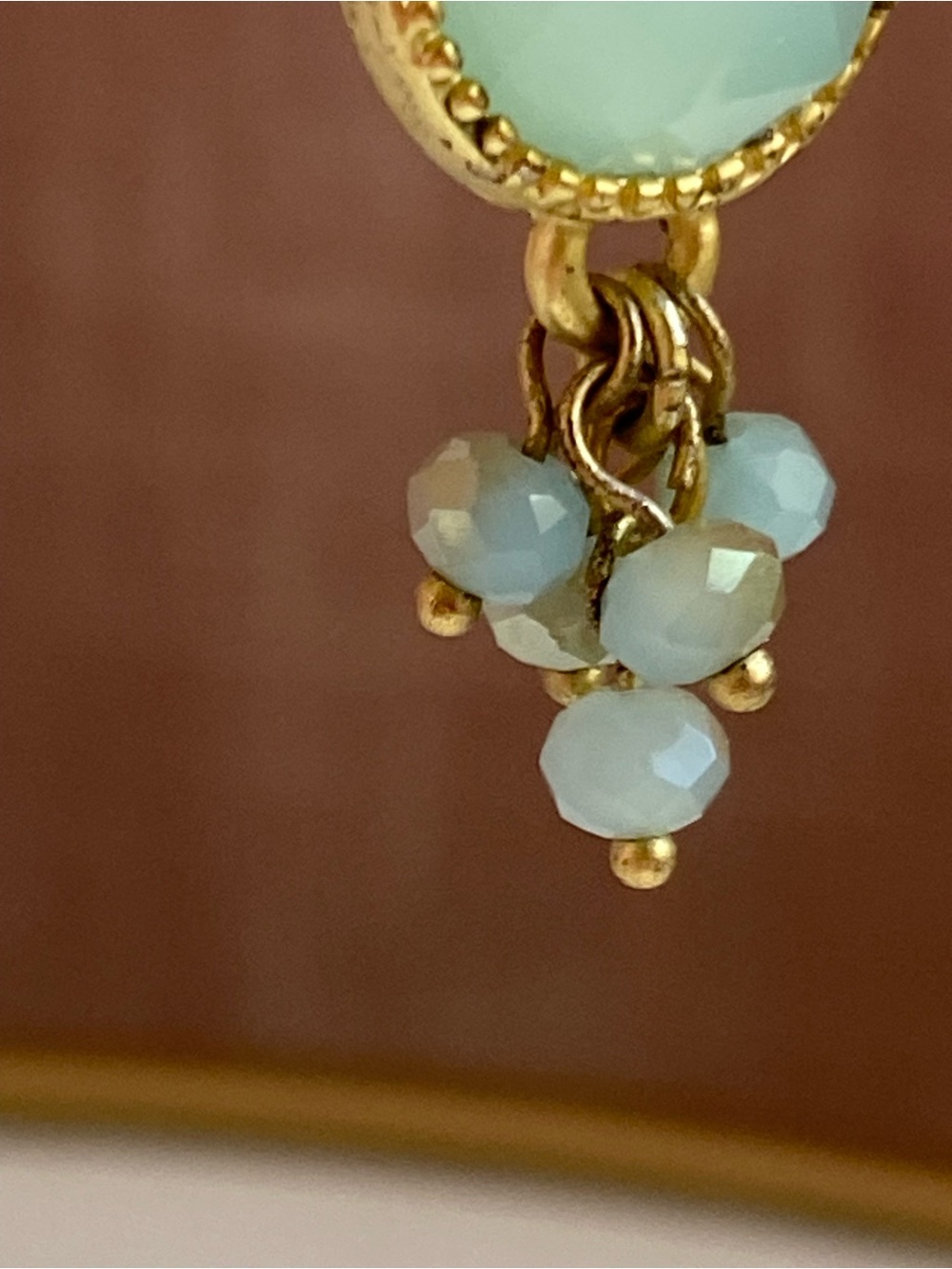 Spartina 449 Gold-Tone Aqua Green Faceted Drop Earrings - Picture 4 of 5